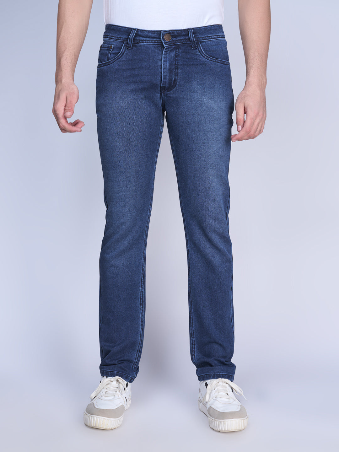 STEAMZ Mens Storm Blue Denim Straight Fit Jeans